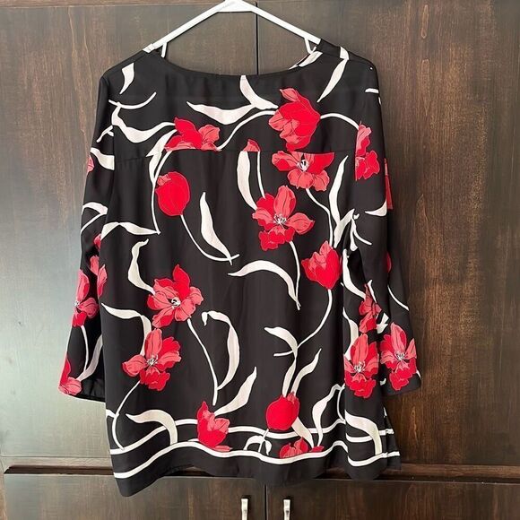 Liz Claiborne Floral Print Top Blouse 0X 14W - Picture 3 of 5